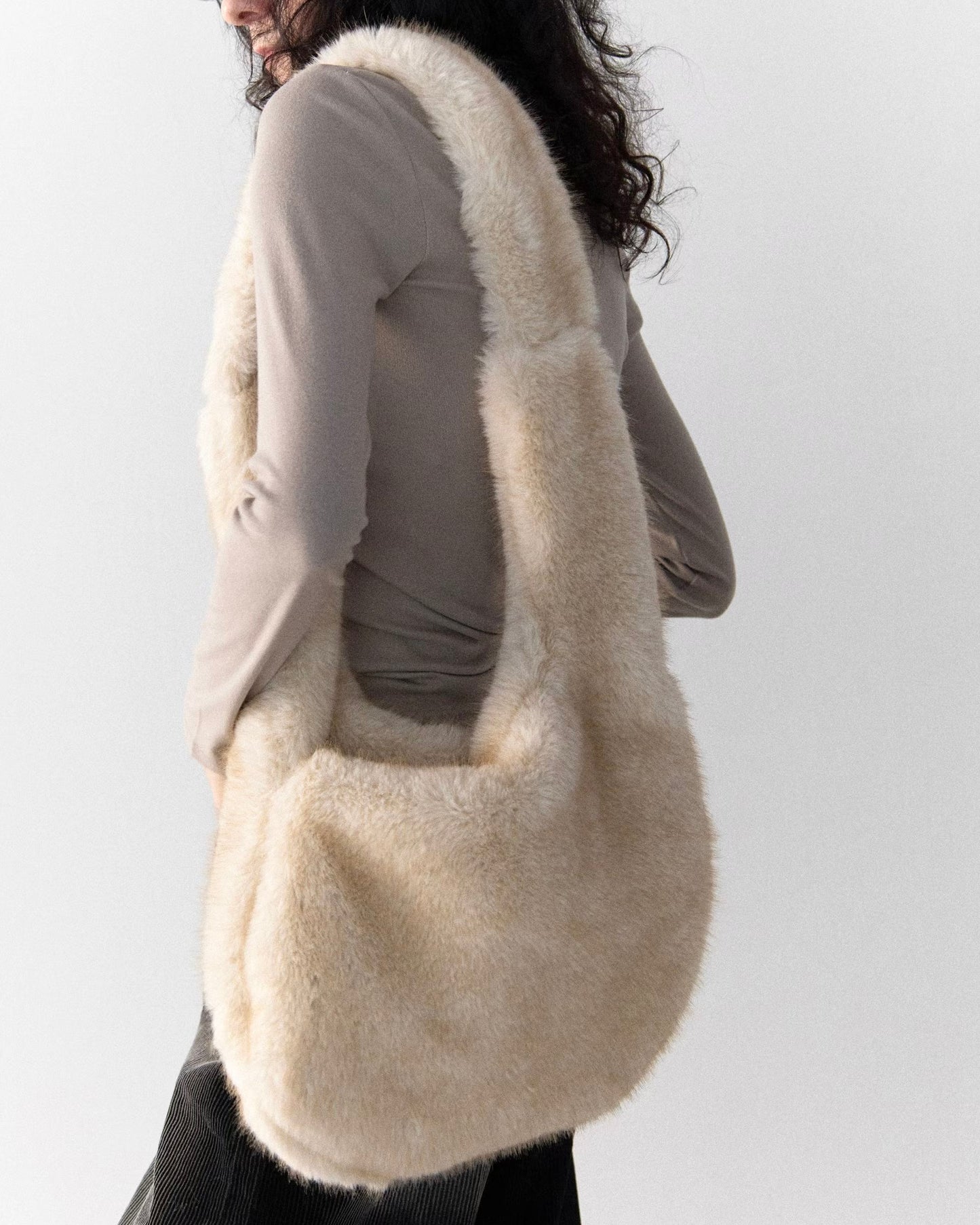 BG033 MoMo Fur Bag - Ivory | Brown