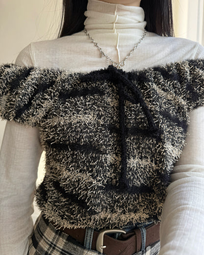 TP560 泡泡褶皺針織衫 - Brown | Black