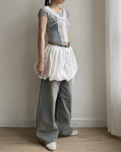 TP589 Floral Youyu TEE - Ivory | Gray