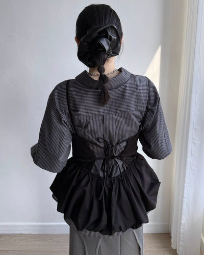 VT263 Balloon Bustier - Beige | Black