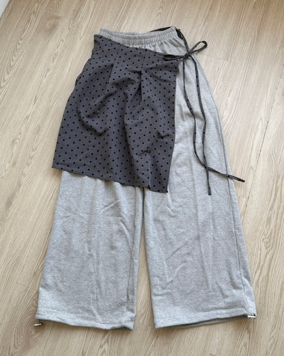 PT074 Polka Dot Warp Pants - Gray | Black