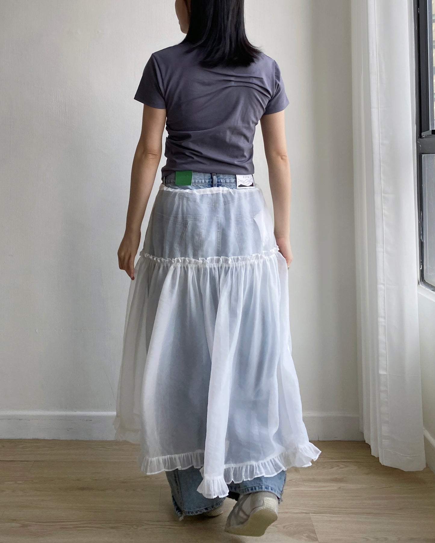 SK189 Sheer Skirt - Blue | Back | White
