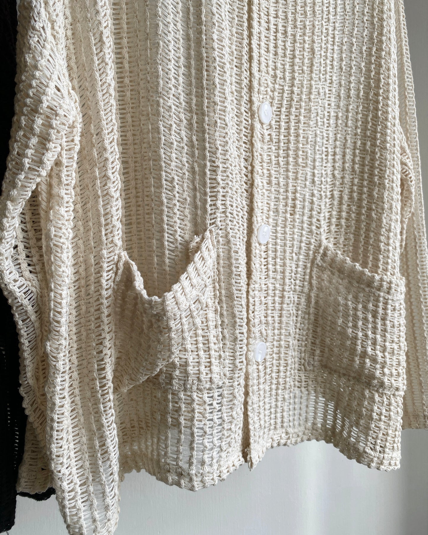 CD052 Meshed Cardigan - Ivory | Black