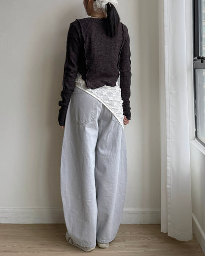 🩵牛仔褲限定優惠 JN061 Floral Jeans - Gray
