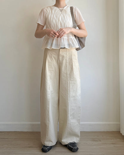 現貨 PT072 Wide Straight-Fit Cotton Pant - White | Beige | Black