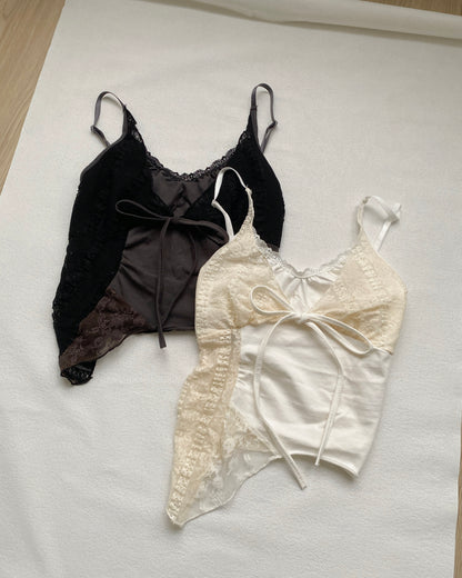VT245 Lace Vest - Ivory | Black