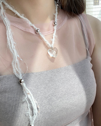 KA342 Heart Necklace - White | Navy