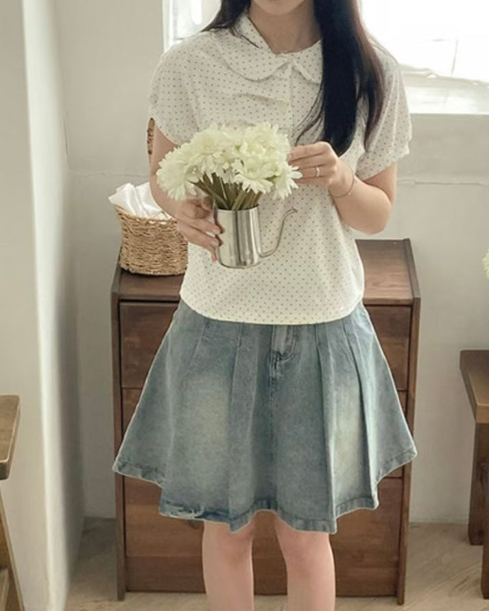TP584 DotDot Collar TEE - White | Black