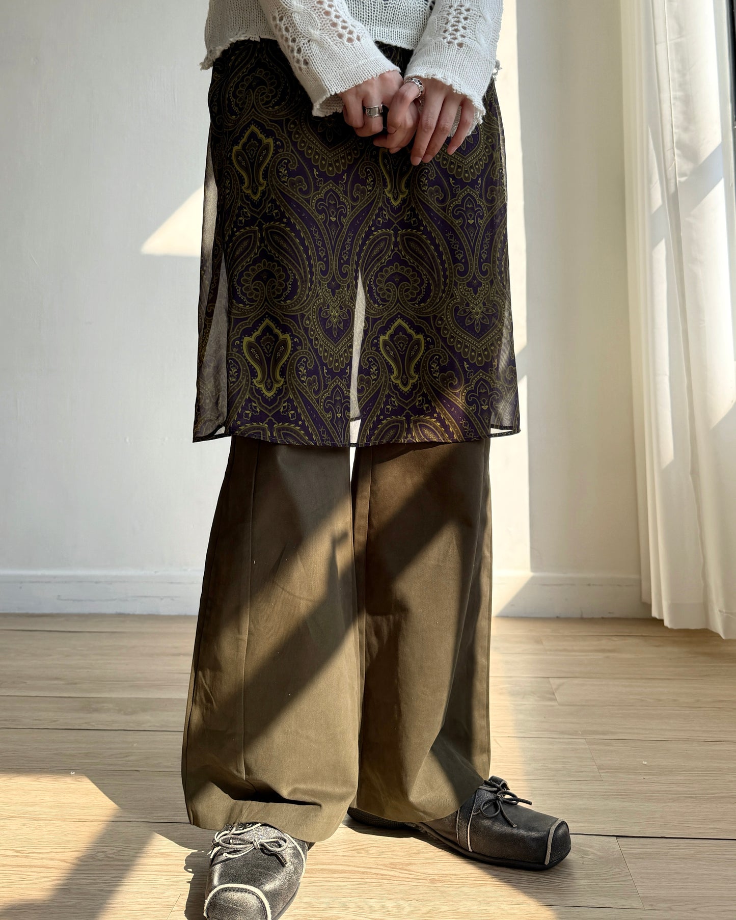 PT078 Flared Pants - Khaki | Black