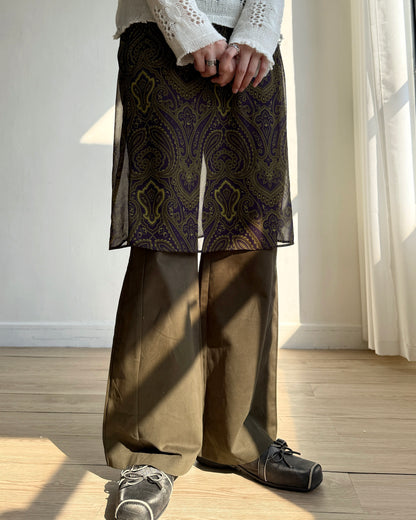 PT078 Flared Pants - Khaki | Black