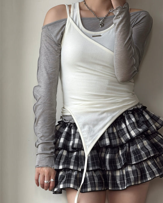 VT260 Layered Vest Set - White | Black | Pink