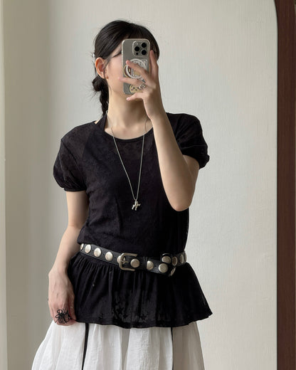 TP595 Star Sheer Blouse - White | Black