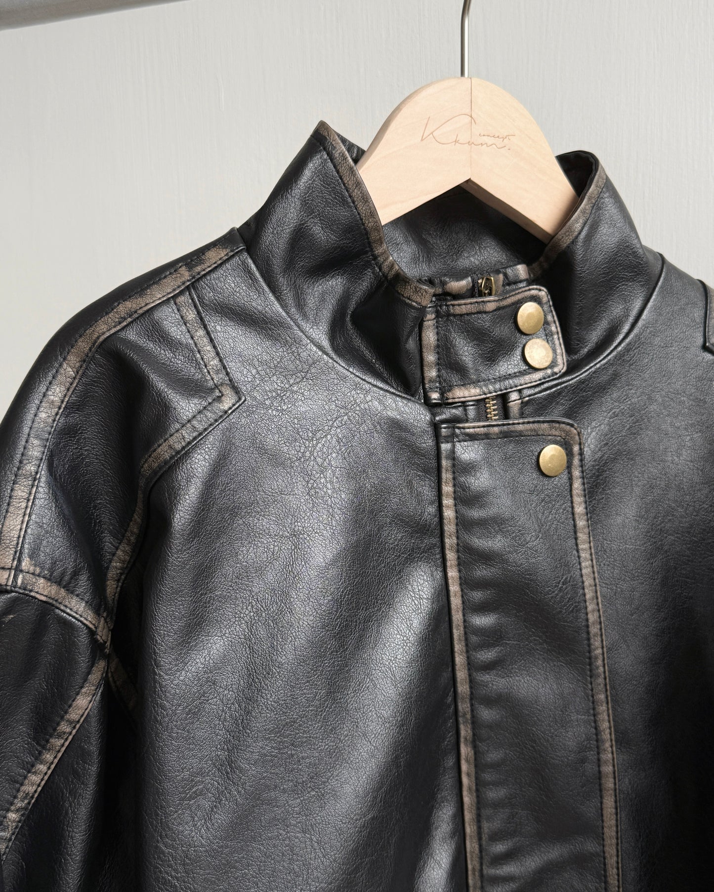 🐏早鳥限定優惠 JK042 Peer Leather Jacket - Dark Brown | Black