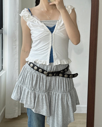 VT324 Frill Ruffle Vest - White | Black