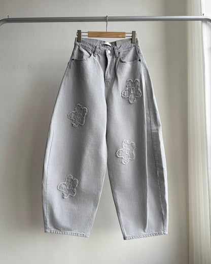 🩵牛仔褲限定優惠 JN061 Floral Jeans - Gray