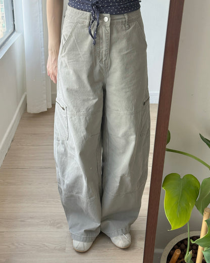 PT084 Unisex Banana Cargo Pants - Beige | Charcoal