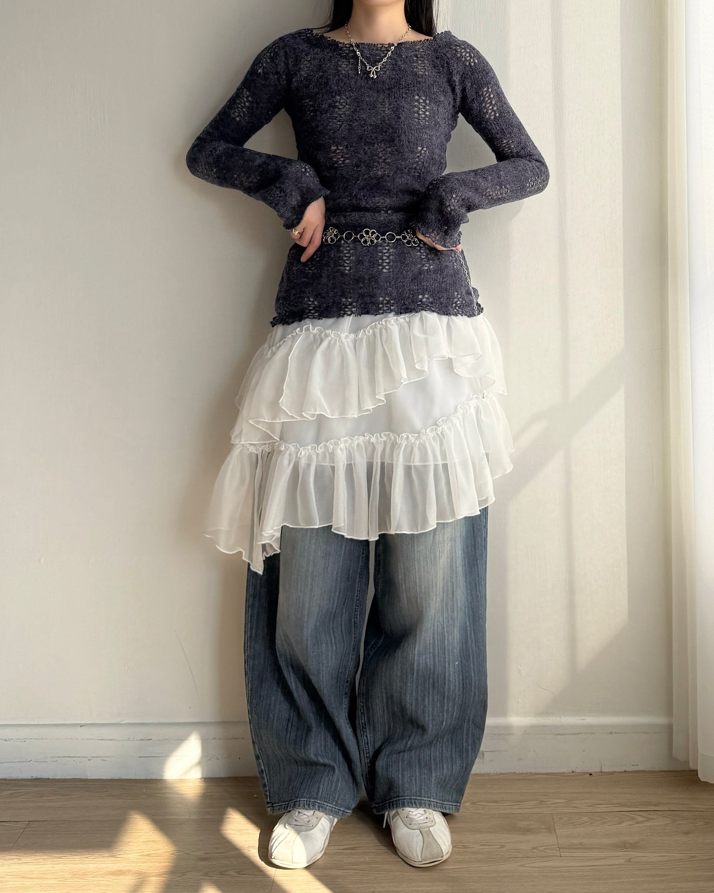 TP567 Ribbed Knit - Ivory | Navy