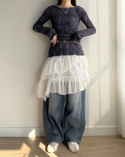 TP567 Ribbed Knit - Ivory | Navy