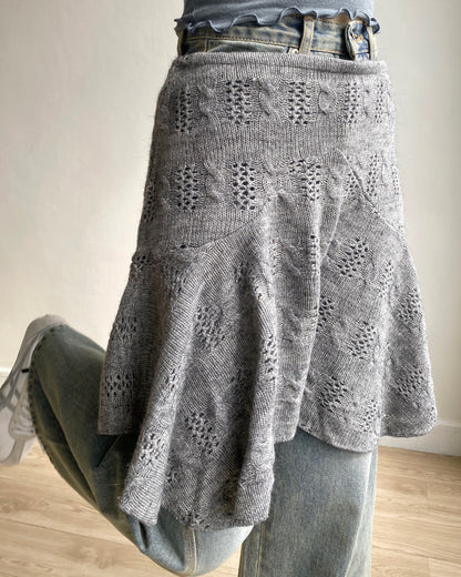 現貨 SK179 Twist Pattern 2Way Skirt - Ivory | Gray