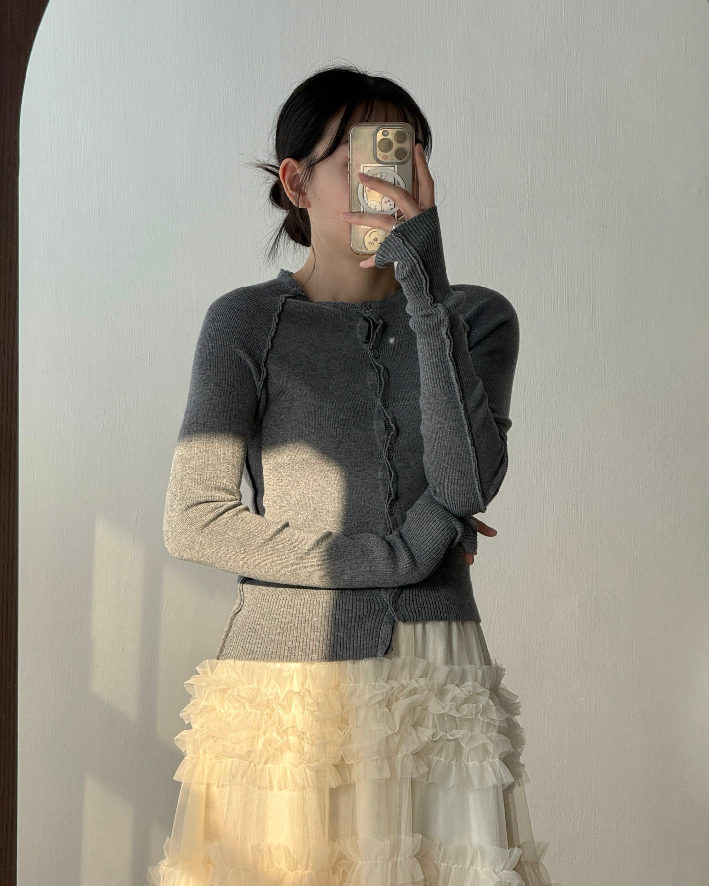 SK213 Ruffle Cancan Skirt - Ivory | Gray