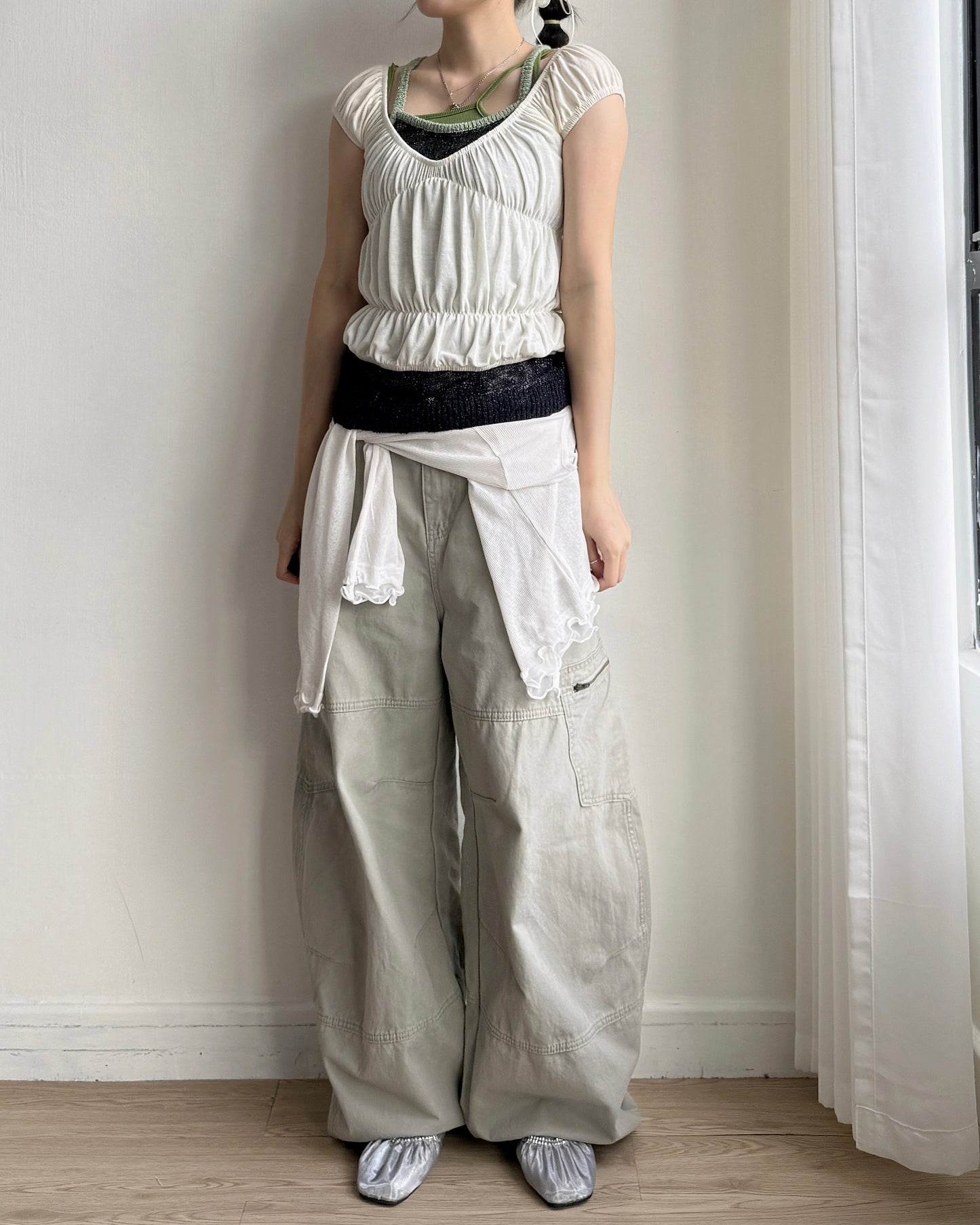 TP605 Shirred Top - Ivory | Butter | Brown
