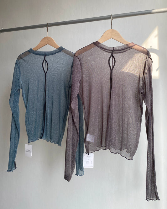 現貨 TP485 JP 2way Sheer Top - Blue | Charcoal