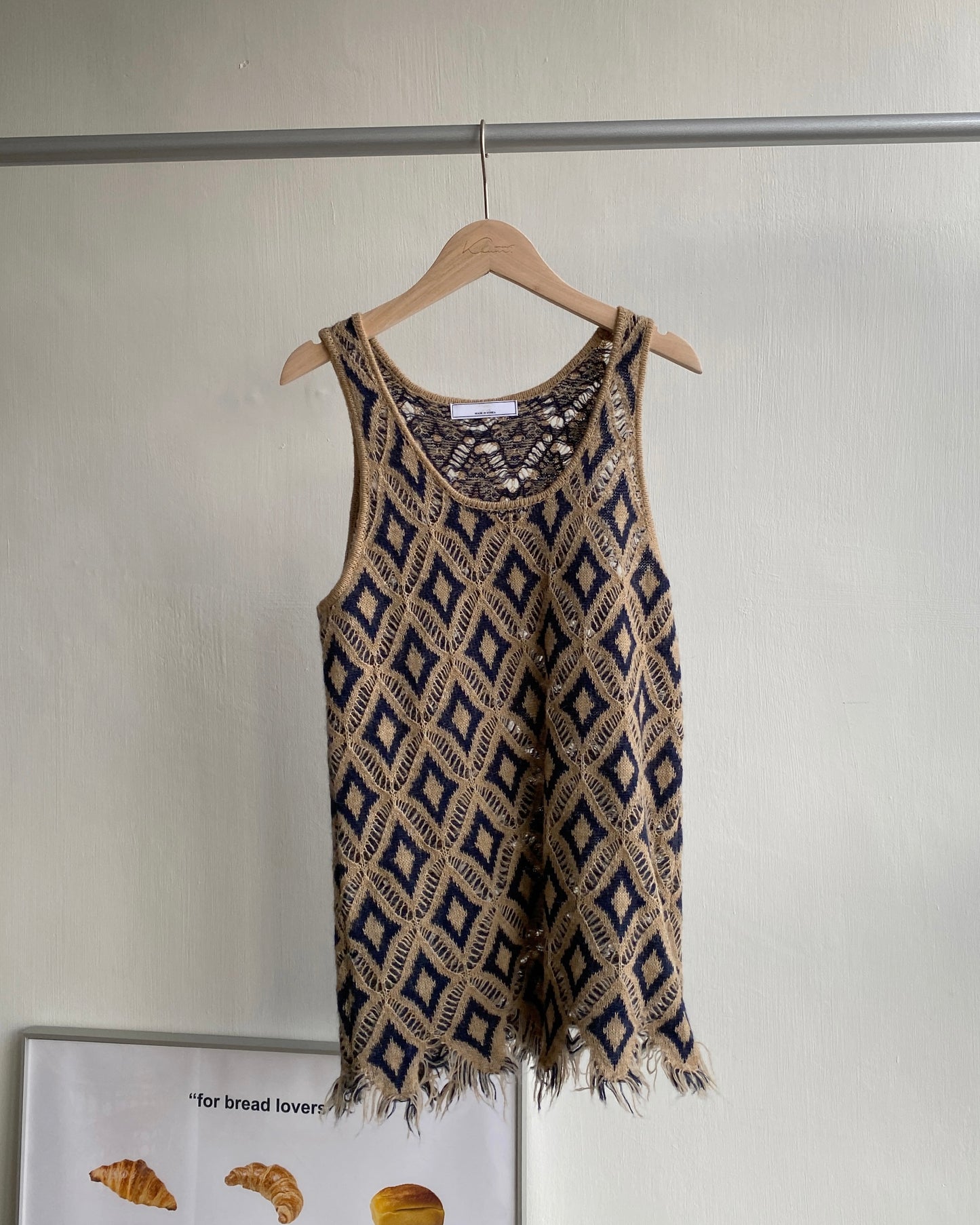 現貨 VT221 Diamond Knit Vest - Beige | Brown