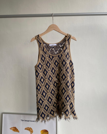 現貨 VT221 Diamond Knit Vest - Beige | Brown