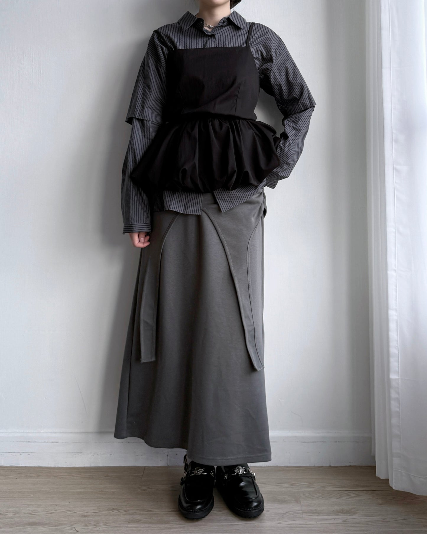 TP551 Layered Shirt - Beige | Navy