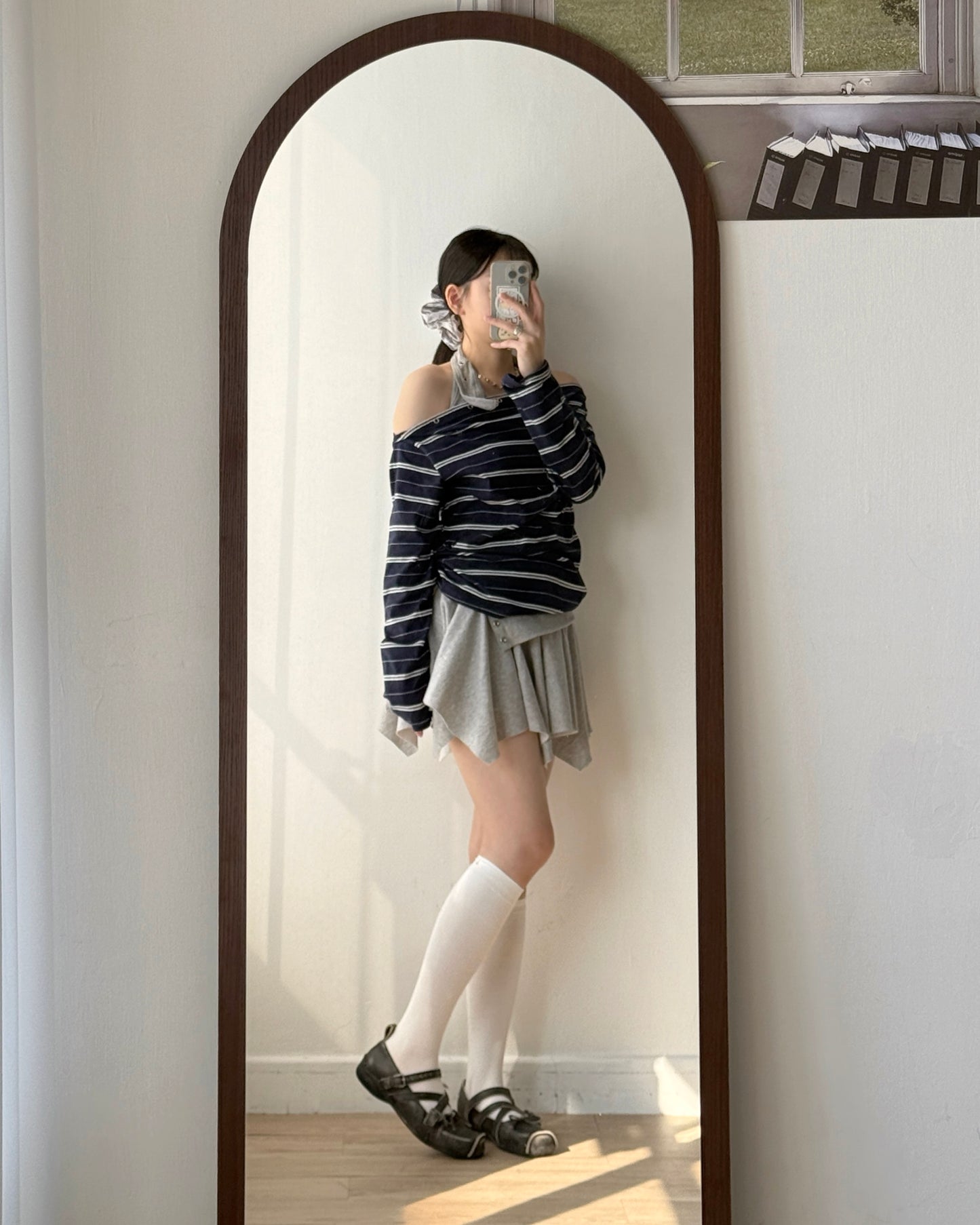 TP572 Striped Snap Top - Gray | Navy