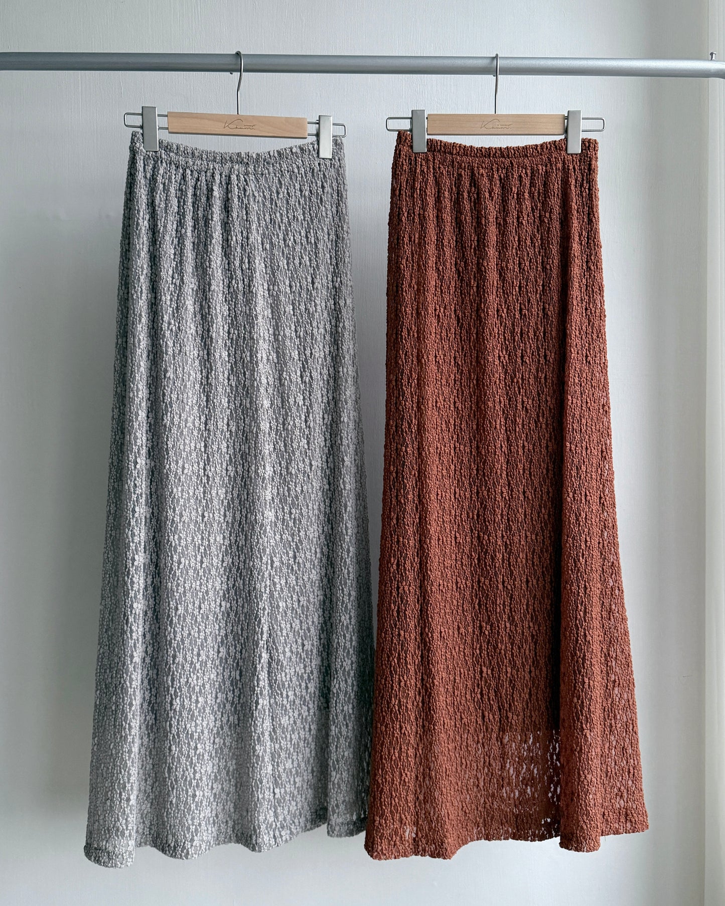 SK204 Lace Maxi Skirt - Brick | Gray