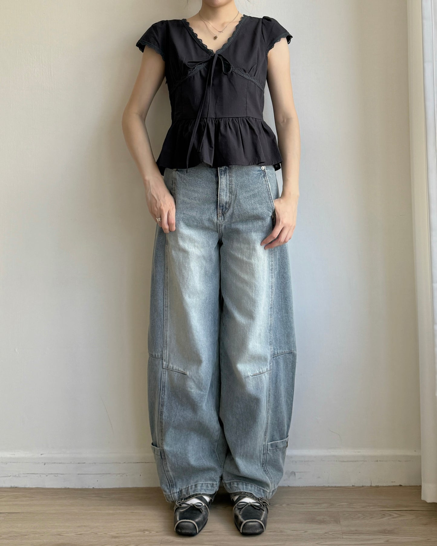 JN066 Button Wide Pants