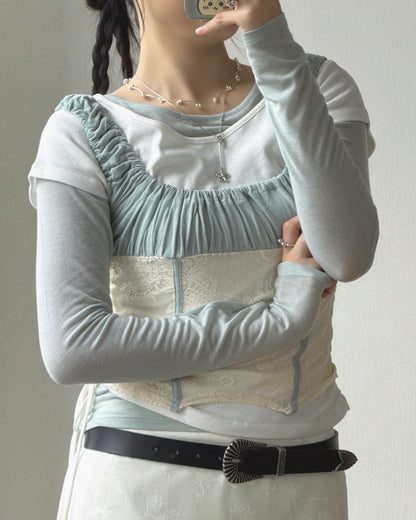 VT328 Lace Sleeveless - Blue | Gray | Black