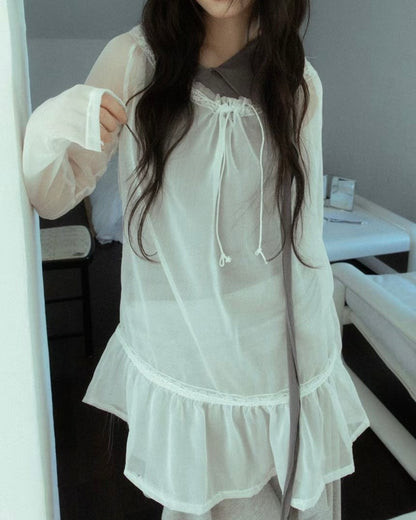 TP576 Sheer Top - White | Black