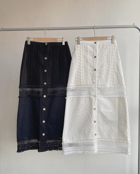 現貨 SK171 Button Lace Skirt - White | Black