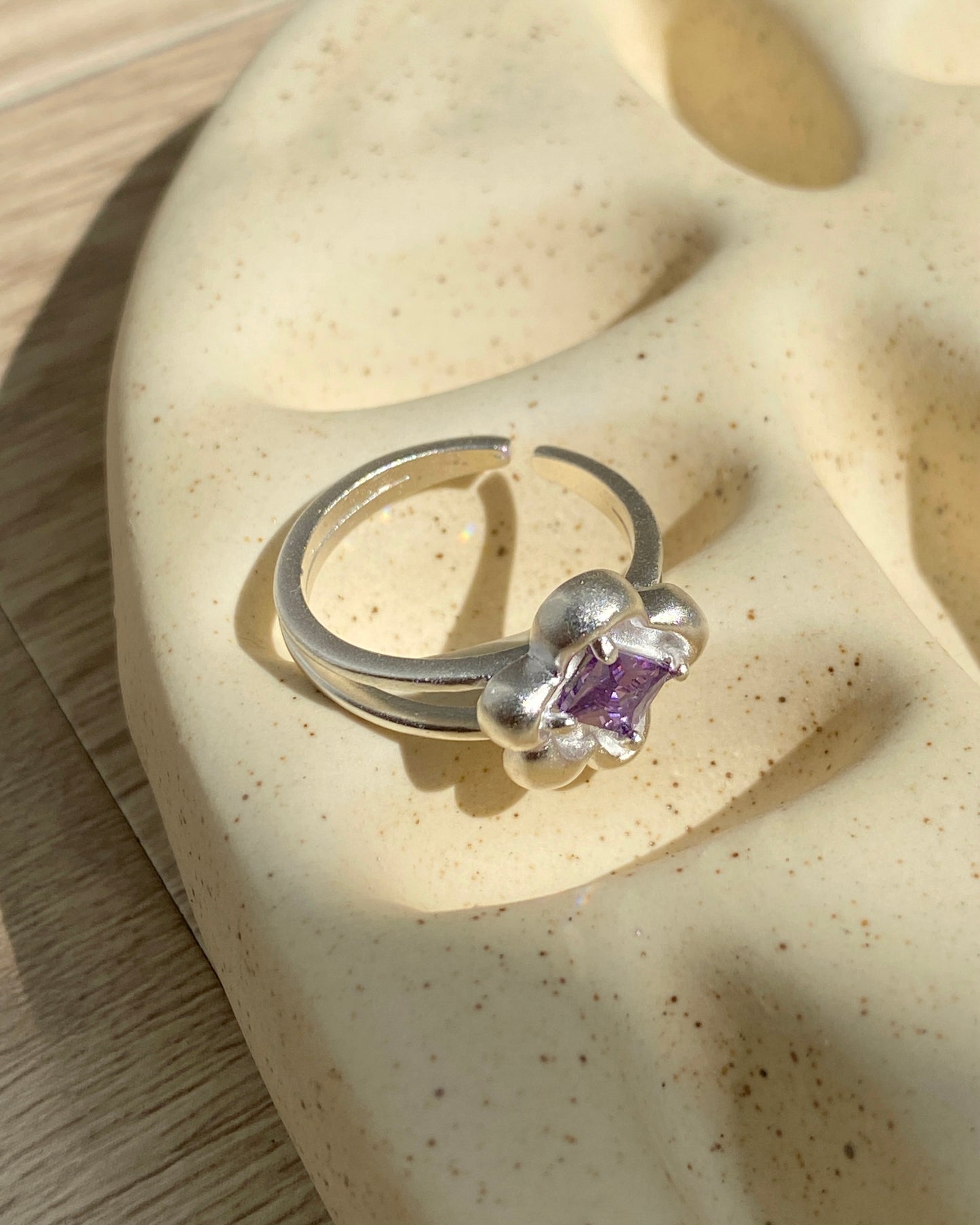 KA297 Silver925 Flower Ring - Pink | Purple