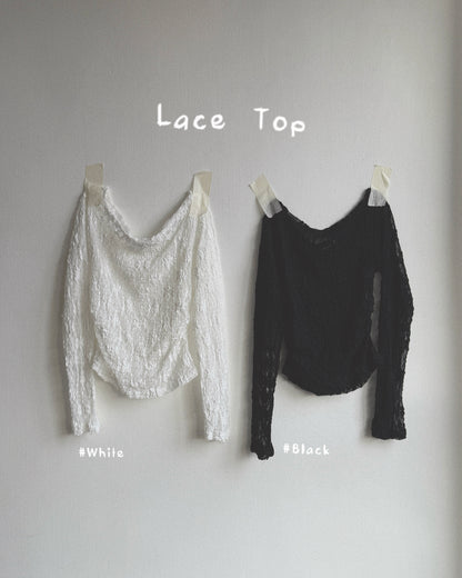 TP575 FAFA Lace Top - White | Black