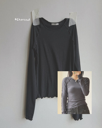 TP621 Lettuce Seam Long Sleeve - Ivory | Gray | Blue | Charcoal