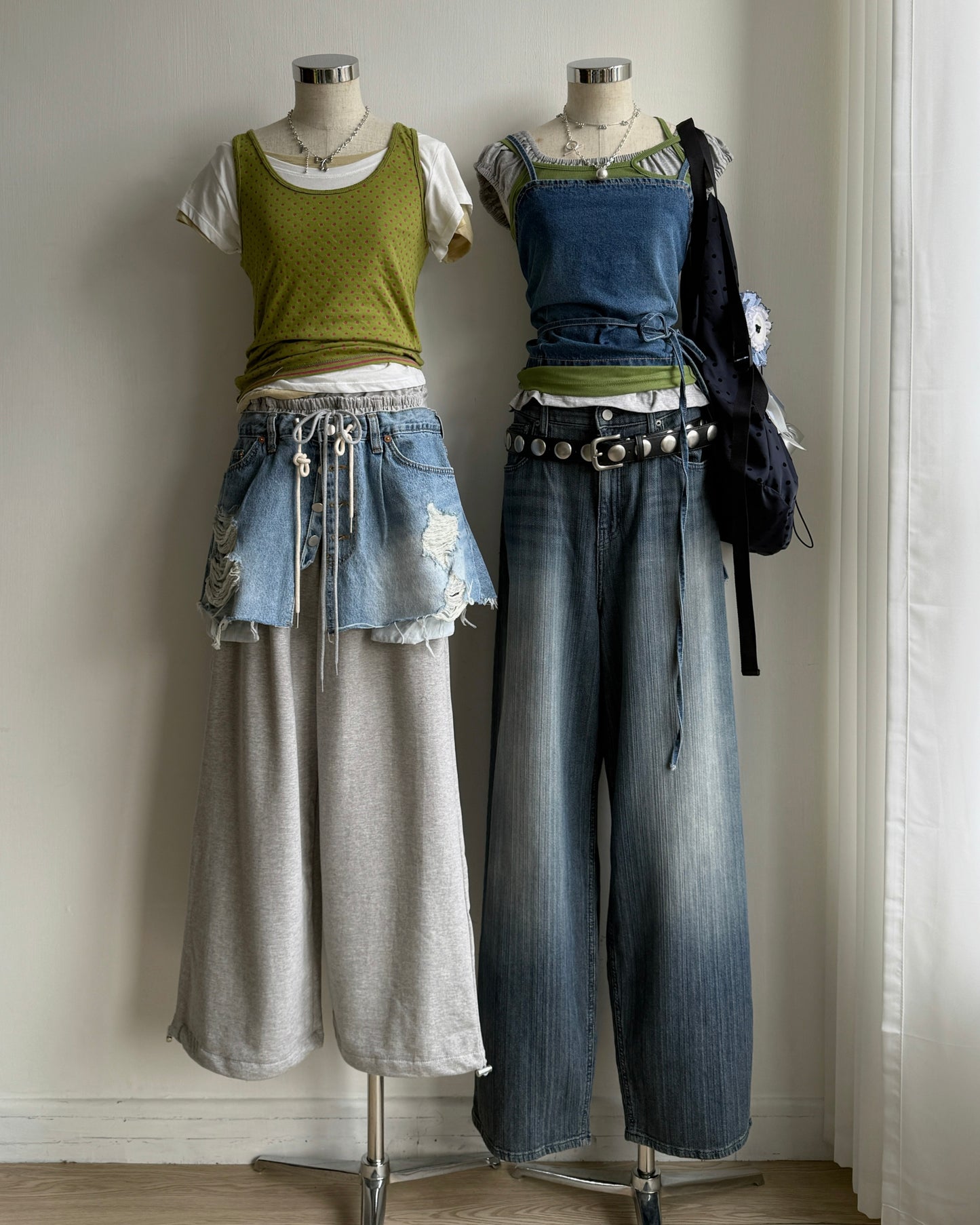 PT081 Double Waistband Pants - Gray | Black