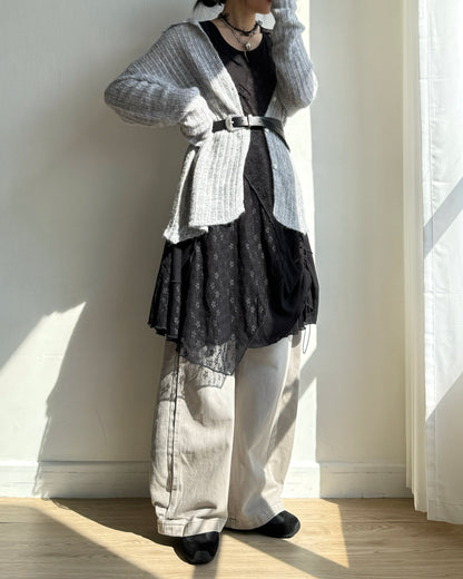 DS285 Lace-trimmed Shirred Patch OPS - Ivory | Black