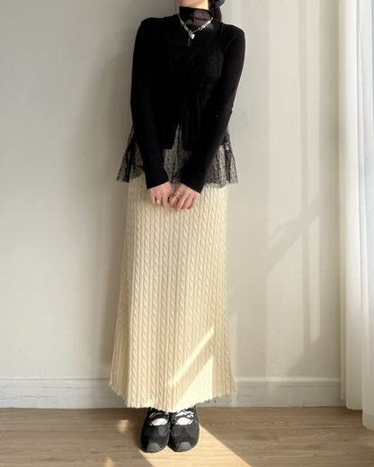 SK206 Cable Skirt - Ivory | Black