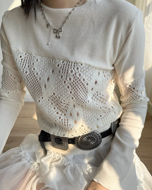 TP570 Patchwork Knit - Ivory | Black