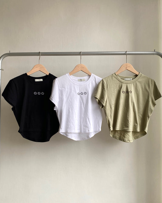 TP504 Copped TEE - White | Khaki | Black
