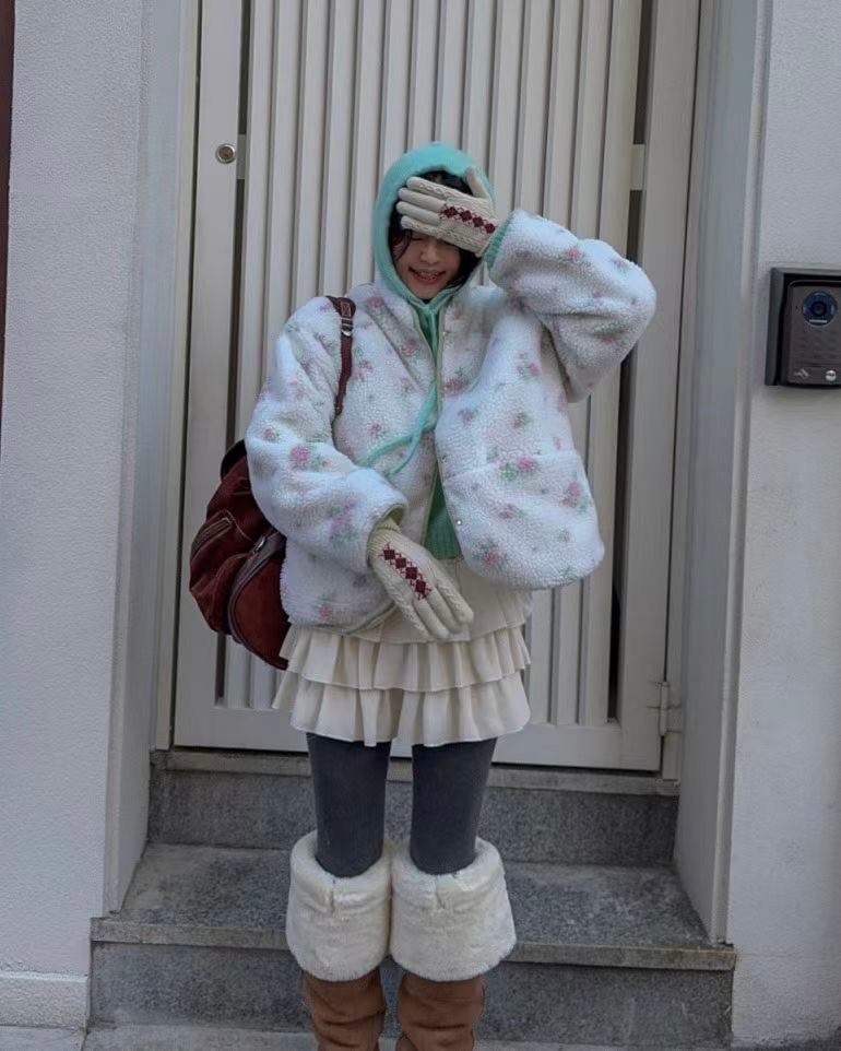 SK208 蛋糕小短裙褲 - Ivory | Grey