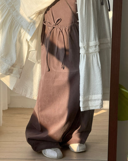 PT077 蝴蝶皺褶休閑褲(連腰帶) - Brown | Black