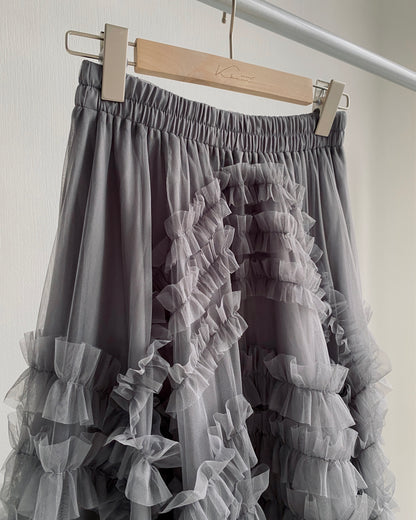 SK182 Bun Frill Skirt - White | Gray | Black