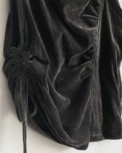 VT332 Velvet Drawstring Vest - Ivory | Beige | Charcoal
