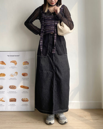 現貨 SK177 H-line Denim Skirt - Navy | Black