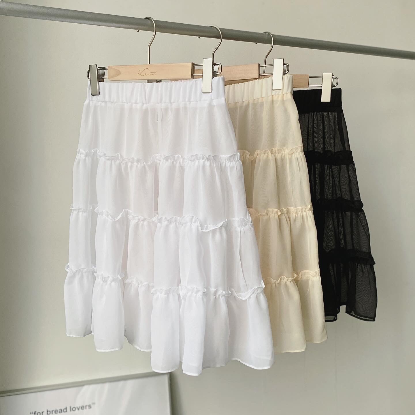 現貨 SK164 Ruffle Sheer Skirt - White | Cream | Black