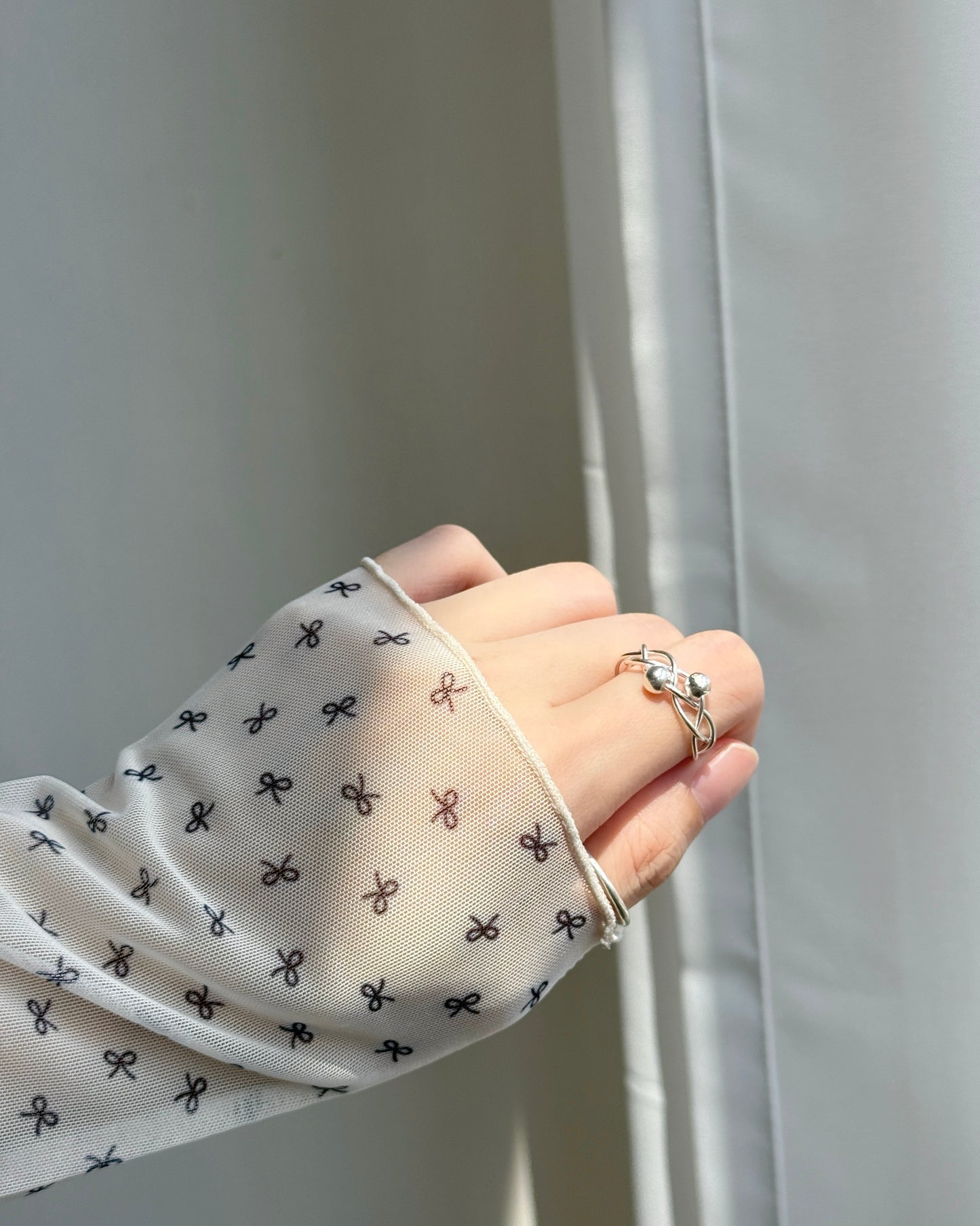 TP546 Ribbon Sheer Top - White | Pink | Black